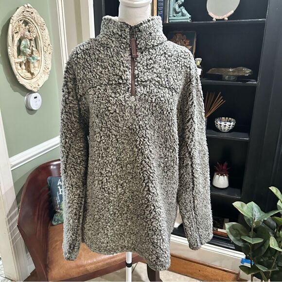 American Outdoor Company True Grit Gray Sherpa Pullover Size S - Picture 1 of 13